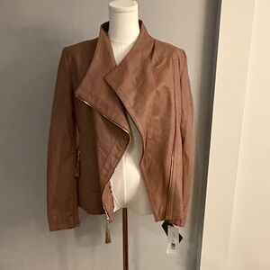 VIA SPIGA. BROWN LEATHER AND SUEDE JACKET. STUNNING. NWT. SIZE MEDIUM.